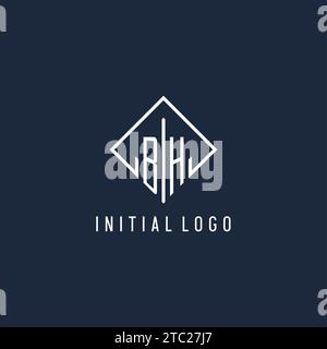BH initial logo with luxury rectangle style design vector graphic Stock Vector