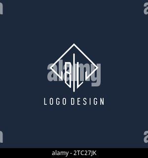 BL initial logo with luxury rectangle style design vector graphic Stock Vector