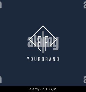 EF initial logo with luxury rectangle style design vector graphic Stock Vector