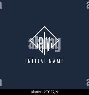 BV initial logo with luxury rectangle style design vector graphic Stock Vector