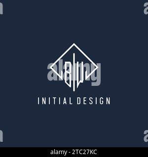 BW initial logo with luxury rectangle style design vector graphic Stock Vector