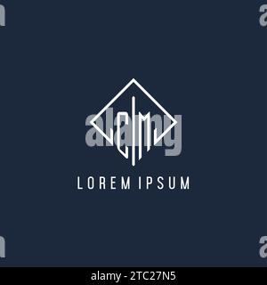 CM initial logo with luxury rectangle style design vector graphic Stock Vector
