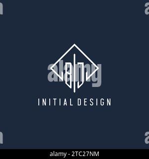 BJ initial logo with luxury rectangle style design vector graphic Stock Vector