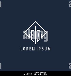 EZ initial logo with luxury rectangle style design vector graphic Stock Vector