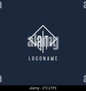 BT initial logo with luxury rectangle style design vector graphic Stock Vector