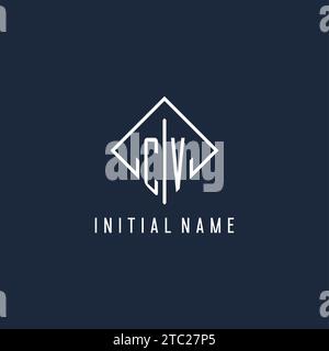 CV initial logo with luxury rectangle style design vector graphic Stock Vector