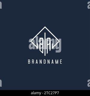 BA initial logo with luxury rectangle style design vector graphic Stock Vector