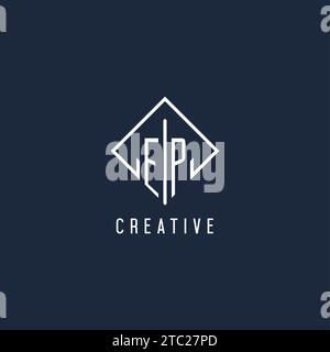EP initial logo with luxury rectangle style design vector graphic Stock Vector
