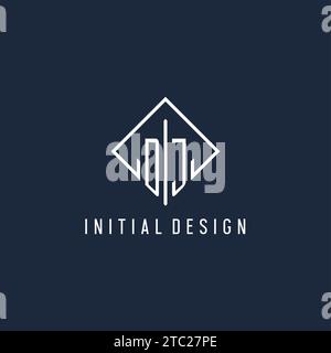DJ initial logo with luxury rectangle style design vector graphic Stock Vector
