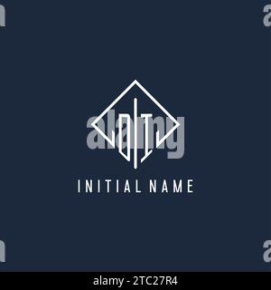 DI initial logo with luxury rectangle style design vector graphic Stock Vector