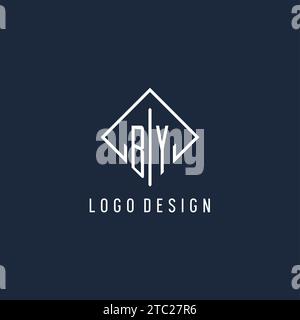 BY initial logo with luxury rectangle style design vector graphic Stock Vector