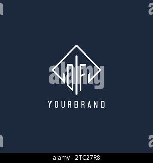 DF initial logo with luxury rectangle style design vector graphic Stock Vector