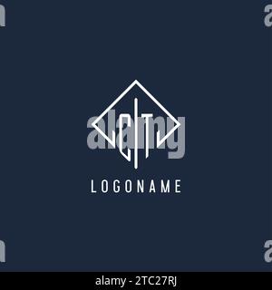 CT initial logo with luxury rectangle style design vector graphic Stock Vector