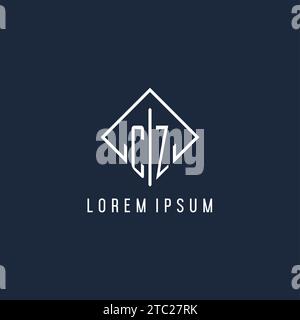 CZ initial logo with luxury rectangle style design vector graphic Stock Vector