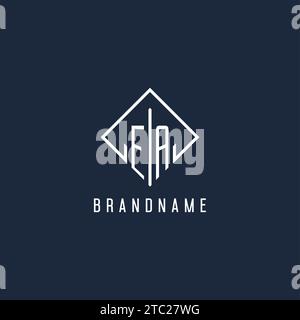 EA initial logo with luxury rectangle style design vector graphic Stock Vector