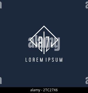 BZ initial logo with luxury rectangle style design vector graphic Stock Vector