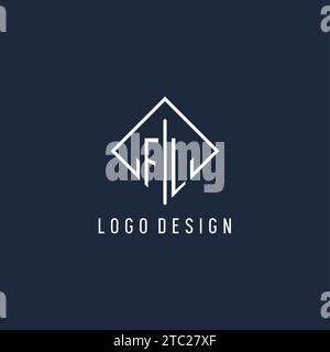 FL initial logo with luxury rectangle style design vector graphic Stock Vector