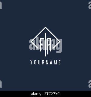 FR initial logo with luxury rectangle style design vector graphic Stock Vector