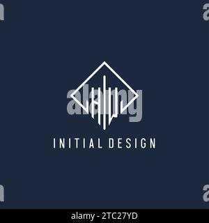HW initial logo with luxury rectangle style design vector graphic Stock Vector