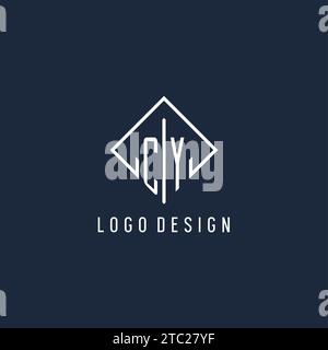 CY initial logo with luxury rectangle style design vector graphic Stock Vector