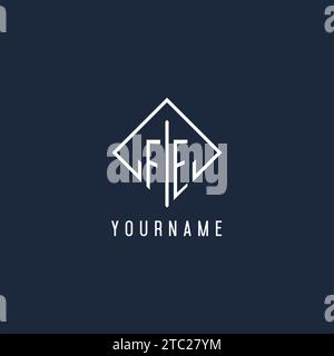 FE initial logo with luxury rectangle style design vector graphic Stock Vector