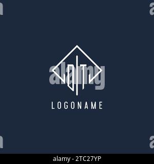 DT initial logo with luxury rectangle style design vector graphic Stock Vector