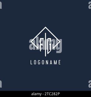FG initial logo with luxury rectangle style design vector graphic Stock Vector