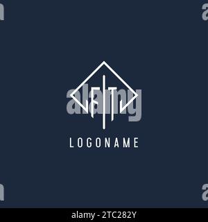 FT initial logo with luxury rectangle style design vector graphic Stock Vector