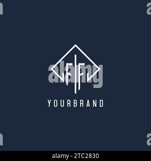 FF initial logo with luxury rectangle style design vector graphic Stock Vector