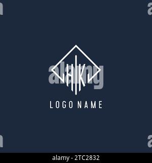 HK initial logo with luxury rectangle style design vector graphic Stock Vector