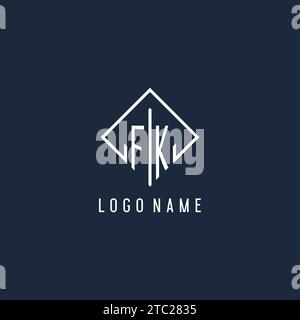 FK initial logo with luxury rectangle style design vector graphic Stock Vector