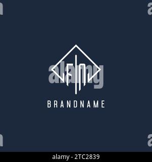 FN initial logo with luxury rectangle style design vector graphic Stock Vector