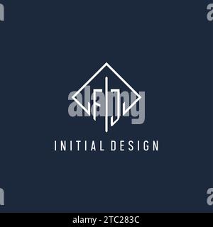 FJ initial logo with luxury rectangle style design vector graphic Stock Vector