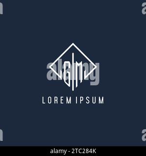 GM initial logo with luxury rectangle style design vector graphic Stock Vector