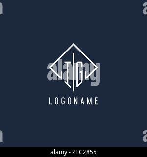 IG initial logo with luxury rectangle style design vector graphic Stock Vector