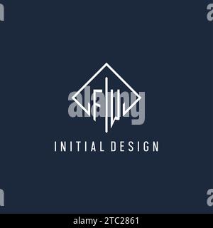 FW initial logo with luxury rectangle style design vector graphic Stock Vector