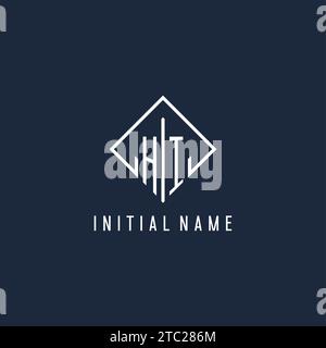 HI initial logo with luxury rectangle style design vector graphic Stock Vector