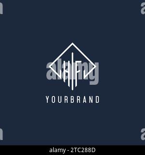 HF initial logo with luxury rectangle style design vector graphic Stock Vector