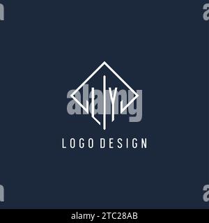 LY initial logo with luxury rectangle style design vector graphic Stock Vector