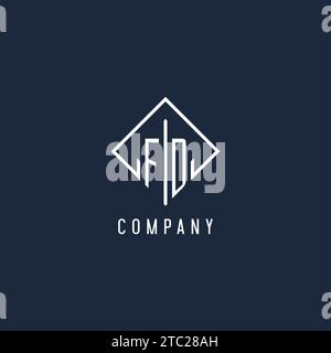 FD initial logo with luxury rectangle style design vector graphic Stock Vector