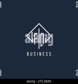 FO initial logo with luxury rectangle style design vector graphic Stock Vector