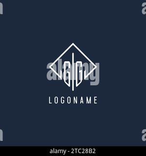 GG initial logo with luxury rectangle style design vector graphic Stock Vector