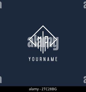 MR initial logo with luxury rectangle style design vector graphic Stock Vector