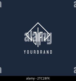 JF initial logo with luxury rectangle style design vector graphic Stock Vector