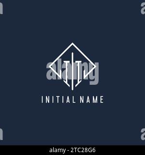 II initial logo with luxury rectangle style design vector graphic Stock Vector