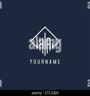 HR initial logo with luxury rectangle style design vector graphic Stock Vector
