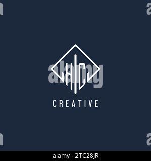 HC initial logo with luxury rectangle style design vector graphic Stock Vector