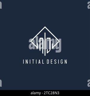 NJ initial logo with luxury rectangle style design vector graphic Stock Vector