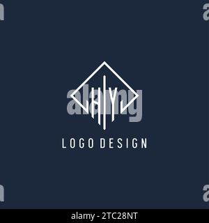 HY initial logo with luxury rectangle style design vector graphic Stock Vector