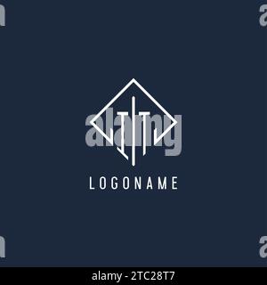 IT initial logo with luxury rectangle style design vector graphic Stock Vector